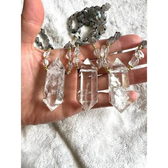 Amazing! DT Power Quartz + Labradorite Mala Necklace - Picture 6 of 12